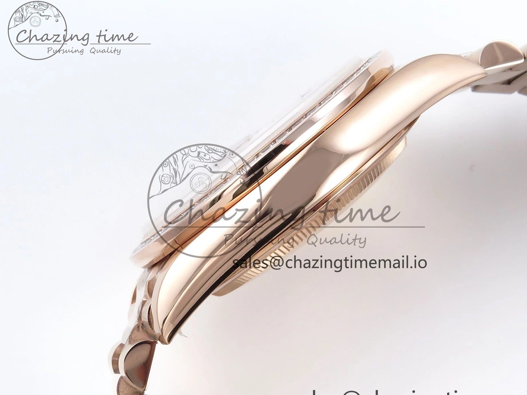 MiroTime 0521 Lightweight DayDate 40 RG QF 1:1 Best Edition Brown Roman Dial Diamonds Bezel on President Bracelet A2836 V5 (Gain Weight) 475